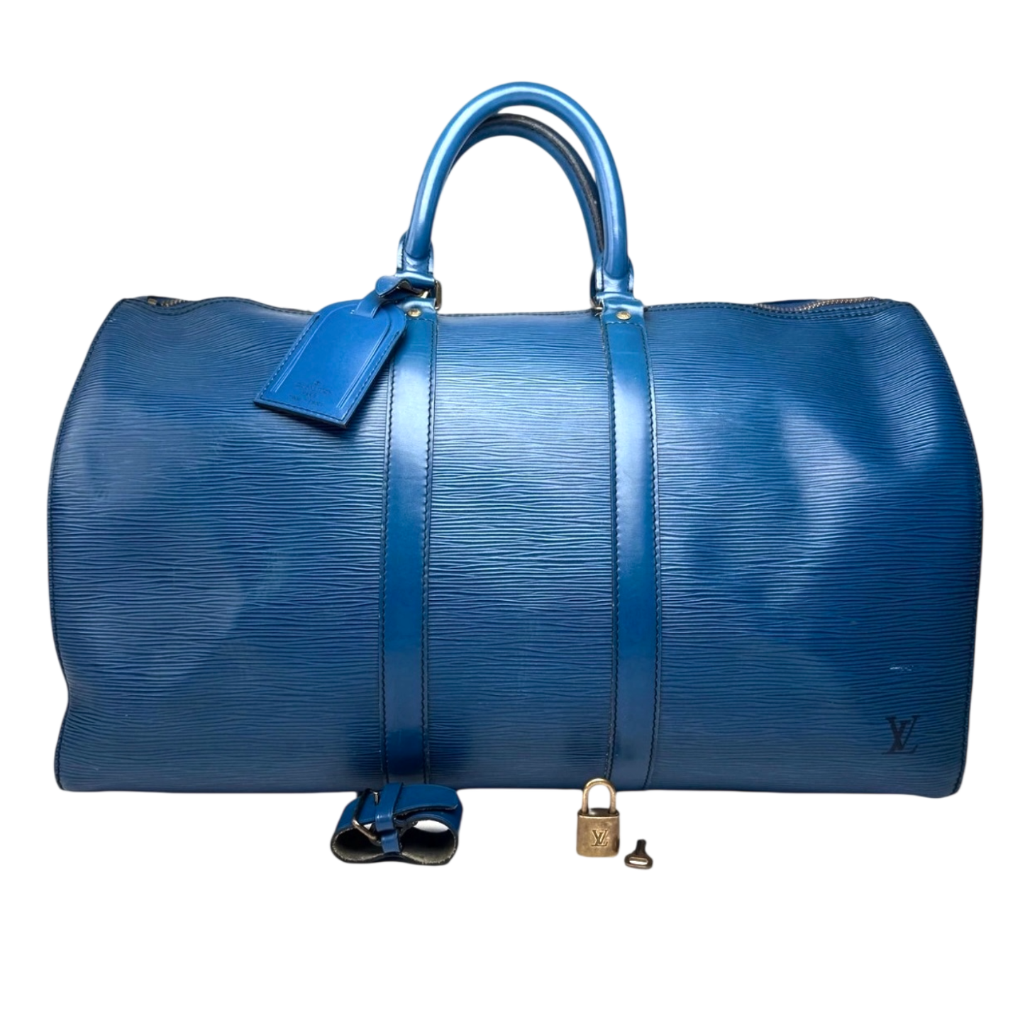 LOUIS VUITTON - KEEPALL - cuir épi bleu