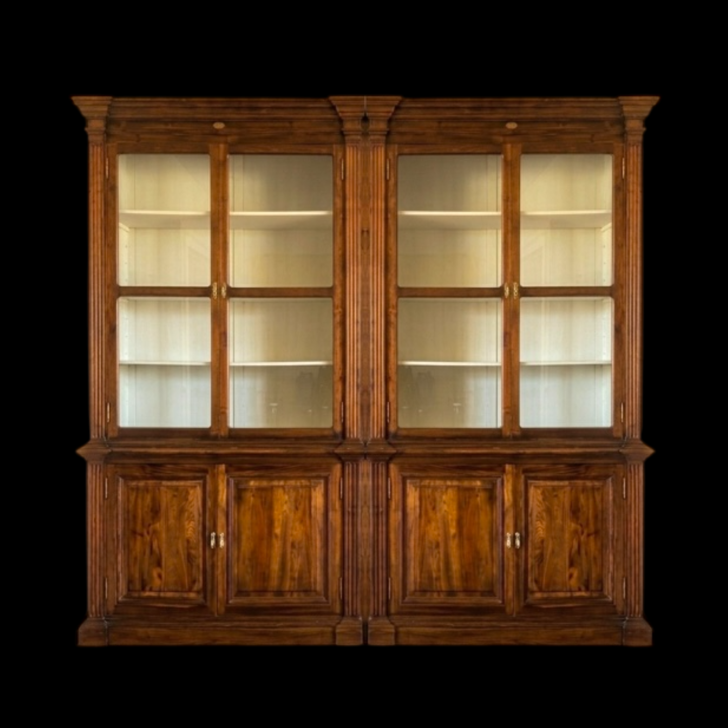 Paire de bibliothèques / vaisseliers en teck de style colonial