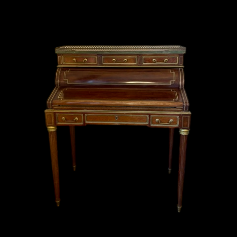Bureau cylindre à système en Acajou de Style Louis XVI