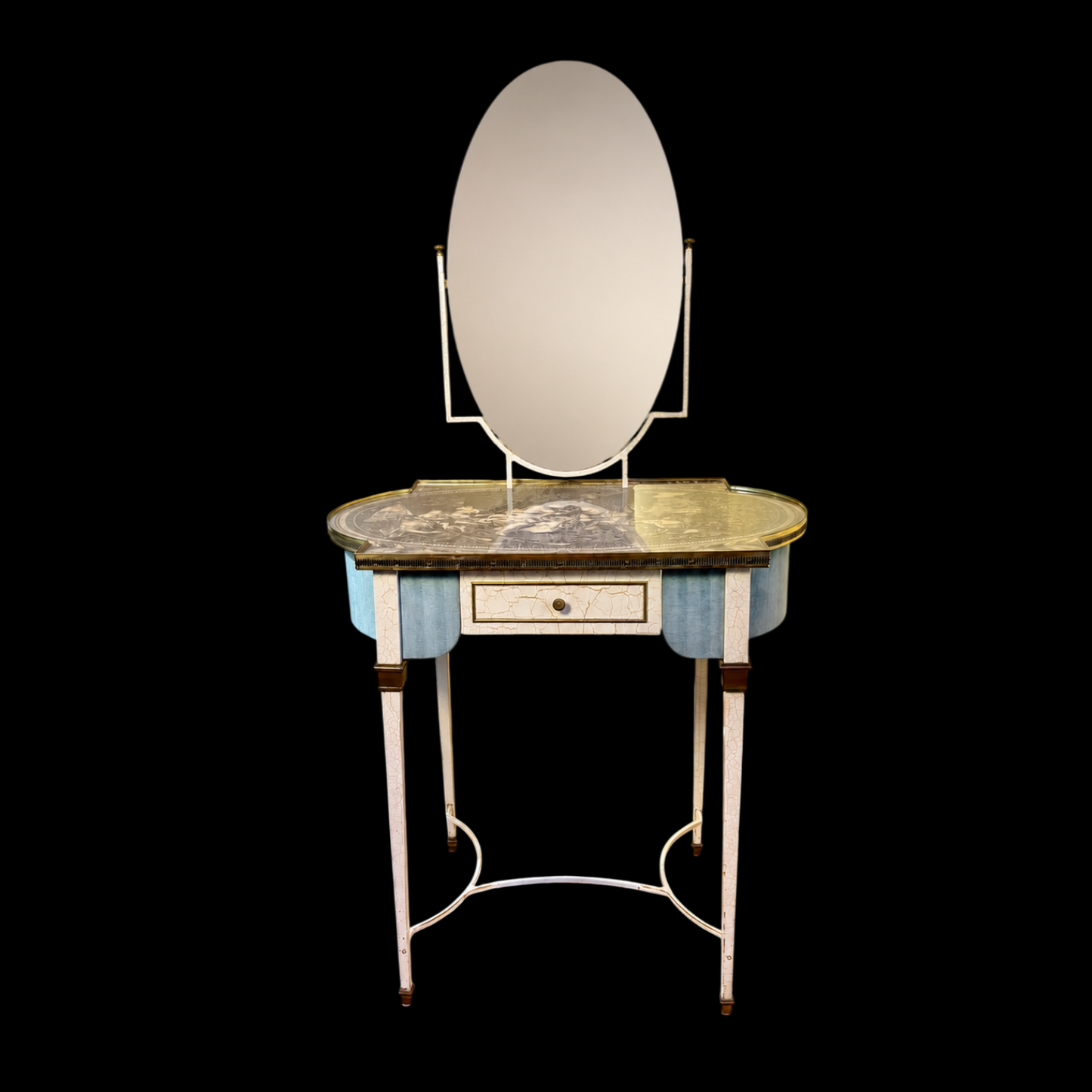 Coiffeuse originale - plateau au motif Toile de Jouy