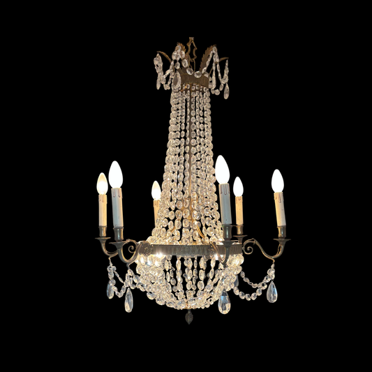 Lustre à pampilles de Style Empire